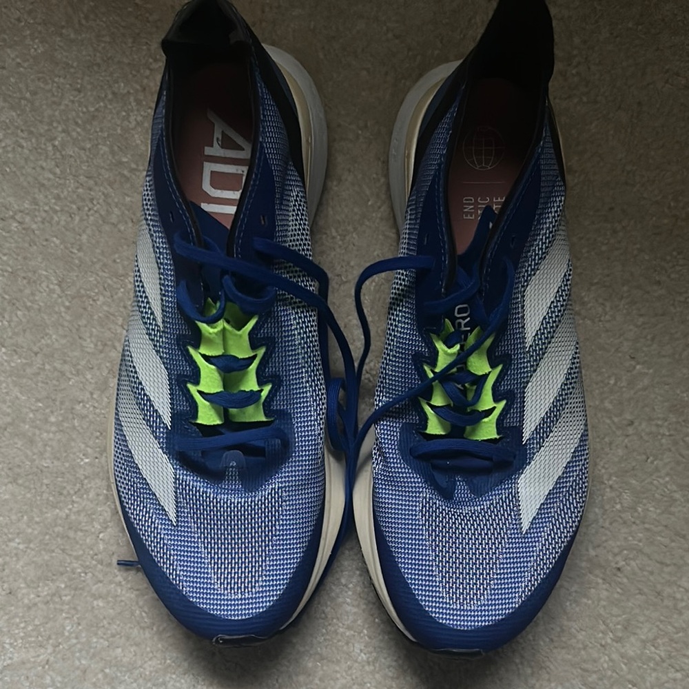 Adidas Blue and Green Athletic Shoes with Breathable Mesh